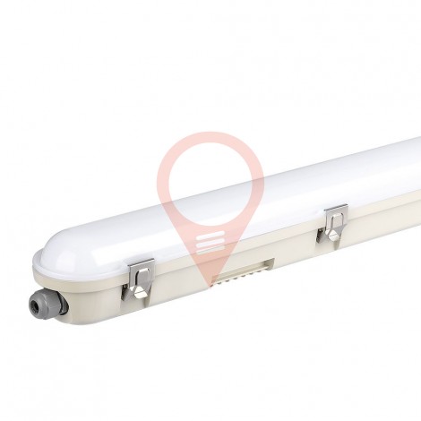 LED Waterproof Fitting M-Series 1500mm 48W 6400K Milky Cover SS Clip 120lm/W