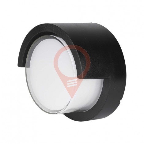 12W LED Wall Light Sami-Frame Black Round IP65 3000K