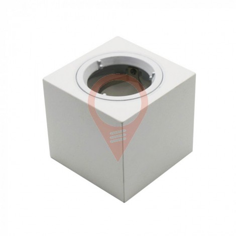 GU10 Fitting Square Gypsum With Aluminium Ring White