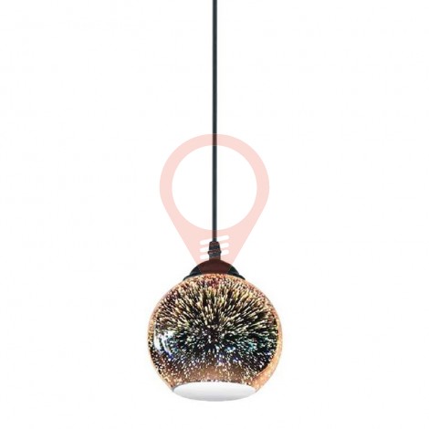 Pendant Light Holder E27 With 3D Glass Lampshade 200mm