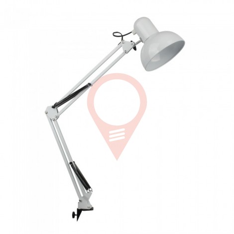 Designer Table Lamp Adjustable Metal Bracket + Switch & E27 Holder Hookup - White 