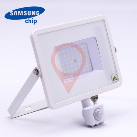 50W LED Sensor Floodlight SAMSUNG CHIP Cut-OFF Function White Body 4000K