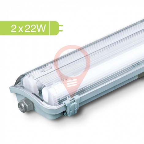 LED Waterproof Lamp Fitting with 2 x 22W 150cm Tubes White