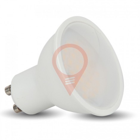 LED Spotlight - 6W GU10 White Plastic, Milky Cover Warm White 110°
