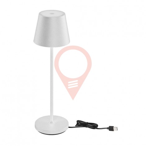 2W LED Table Lamp (4400mA Battery) IP54 White Body 3000K