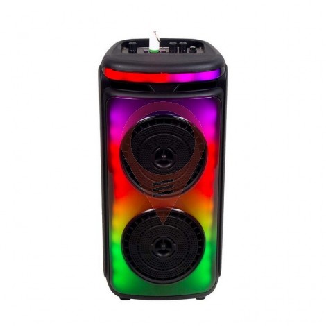 400W Rechargeable Speaker With 1 Wired Microphone RF Control and Handle 2x6.5 inch