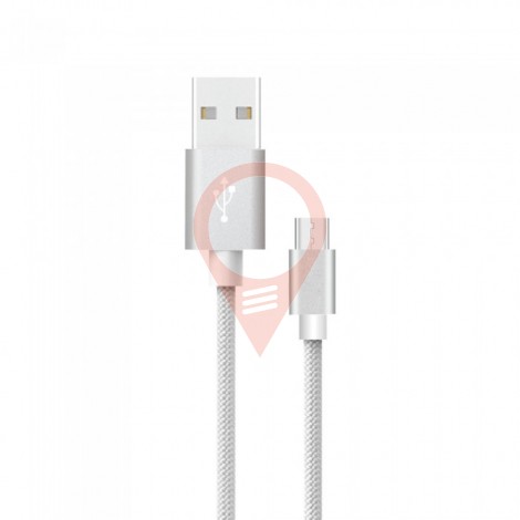 1m. Micro USB Cable Silver - Platinum Series