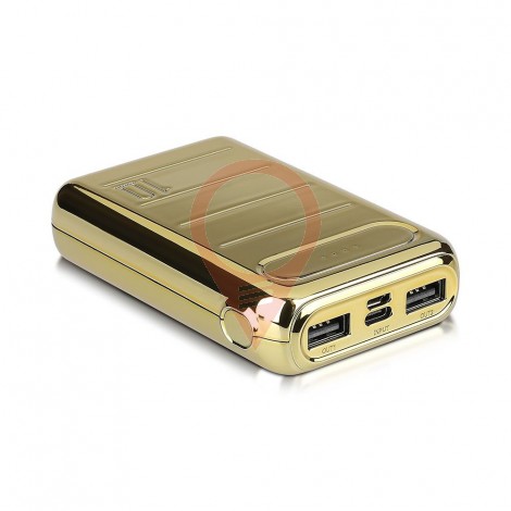 10000 mAh Gold Finish Power Bank Dual USB+Type C