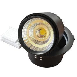 25W LED Downlight Zoom Fitting - Black Body, Warm White