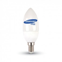 LED Bulb - SAMSUNG CHIP 4.5W E14 A++ Plastic Candle Warm White 