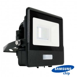 10W LED PIR Sensor Floodlight SAMSUNG Chip Black Body 6500K 