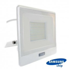 50W LED PIR Sensor Floodlight SAMSUNG Chip White Body 6400K 1M Cable