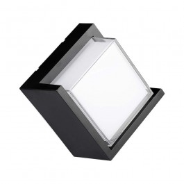 12W LED Wall Light Sami-Frame Black Square IP65 3000K