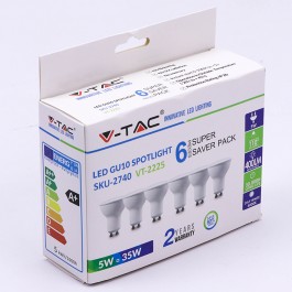 LED Spotlight - 5W GU10 SMD White Plastic Milky Cover 4000K 6PCS/PACK 