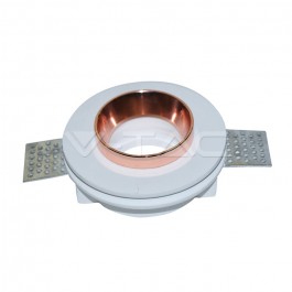 GU10 Fitting Gypsum White Recessed Light Rose Gold Metal Round