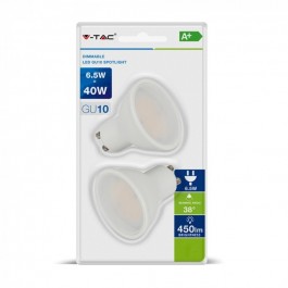 LED Spotlight - 6.5W GU10 SMD White Plastic, Natural White 2PCS/PACK Dimmable
