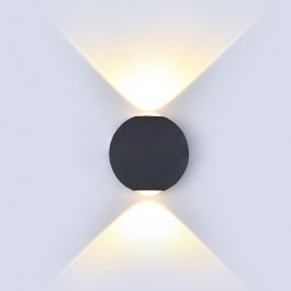 6W LED Wall Light Black Body IP65 Round Warm White