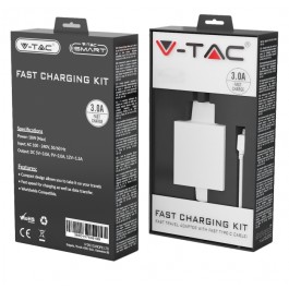 Fast Charging Set with Travel Adapter & Micro USB Cable White