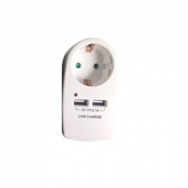European Type Plug Adapter With Earthing Contact & Charging Interface White