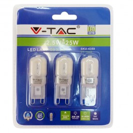 LED Spotlight - 2.5W 230V G9 Warm White, Blister Pack 3 pcs
