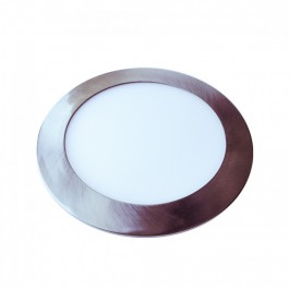 12W LED Slim Panel Light Satin Nickel Round White
