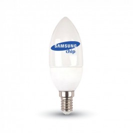 Bec LED - SAMSUNG Chip 5.5W E14 Plastic Lumânare Alb Natural 