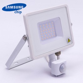 30W LED Sensor Floodlight SAMSUNG Chip Cut-OFF Function White Body 3000K
