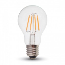 Filament Bec LED - 4W Transparent E27 A60 Alb Rece
