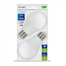 Bec LED - 11W E27 A60 Termoplastic, Alb Cald 2Buc./Pachet