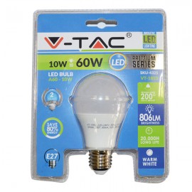 Bec LED - 10W E27 A60 Termoplastic Alb Cald Blister                      