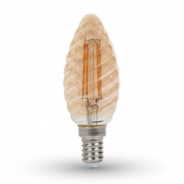LED Λάμπα - 4W Filament ντουί E14 Κεράκι Kεχριμπάρι Κάλυμμα Twist 2200K