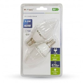 Λαμπτήρας LED - 5.5W E14 Κερακι Ψυχρό λευκό 2τεμ./Πακέτο