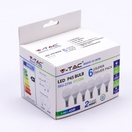 LED Bulb - 5.5W E14 P45 6400K 6PCS/PACK