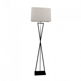 Designer Floor Lamp E27 Ivory Square Lampshade Black Metal Canopy Switch 