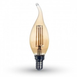 LED Lampe - 4W Gluhfaden E14 Kerzeflamme Bernstein-Abdeckung Warmweiss