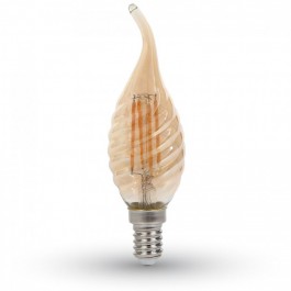 LED Lampe - 4W Gluhfaden E14 Kerzeflamme Bernstein-Abdeckung 2700K
