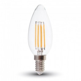 LED Bulb - 6W Filament E14 Clear Cover Candle Natural White
