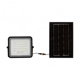 6W LED Solar Floodlight 4000K Replaceable Battery 3m Wire Black Body 