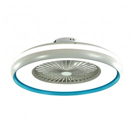 45W LED Box Fan Ceiling Light RF Control 3 in 1 Motor Blue Ring