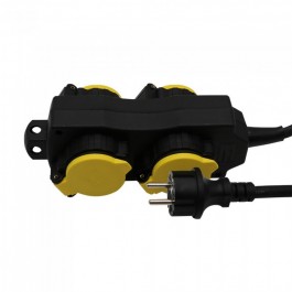 4 Ways Socket 3G 1.5mm x 3m IP44 Black+Yellow