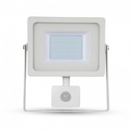 50W Projecteur LED Sensor Corps Blanc SMD, Blanc 
