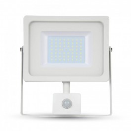 50W Projecteur LED Sensor Corps Blanc SMD, Blanc chaud