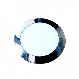 12W Panneau LED Slim Chrome Rond Blanc