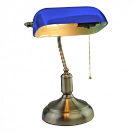 Lámpara de mesa banquero con interruptor E27 Azul