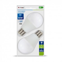 Bombilla LED - 9W E27 A60 Thermoplastic 3 Pasos Regulable Blanco cálido 2Unid./Paquete