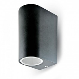 Regleta de pared Liso GU10 Alluminio Rotondo Negro 2 Dirección IP44