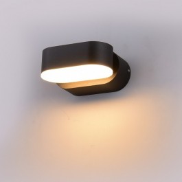 6W Lámpara de pared Cuerpo Negro IP65 Ajustable Blanco Natural